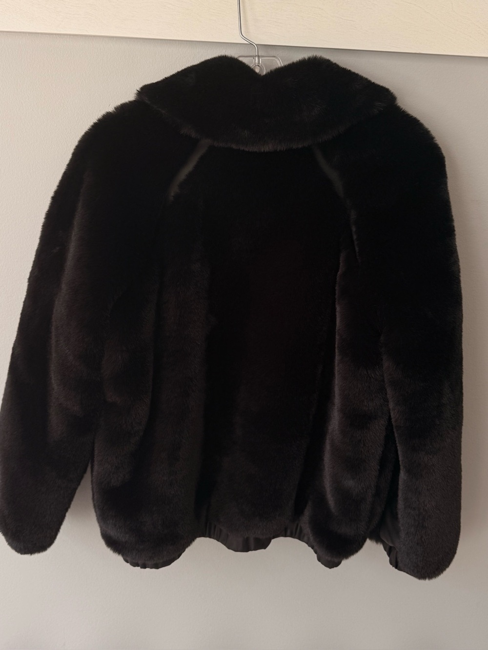 Steve Madden Black Faux Fur Zephrine Bomber Jacket Full Collar & Zip 2 Pocket XS - Picture 6 of 16